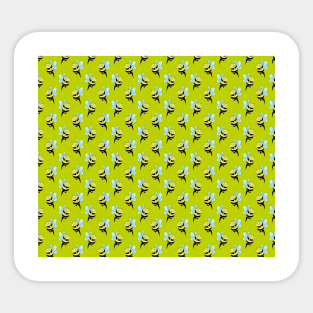 Bee Cat Lime Green Pattern Sticker